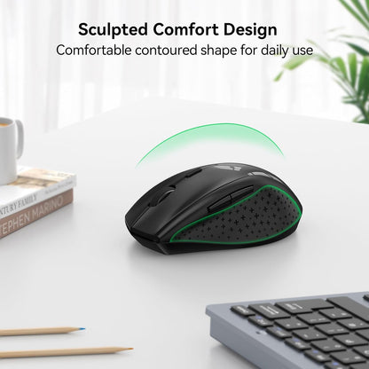 TECKNET 2.4G Wireless Mouse for Laptop, 4800 DPI Optical Computer Mice with 6 Adjustable Levels, 30 Months Long Battery Life Cordless Silent USB Mouse for Notebook, PC, Office Home Work