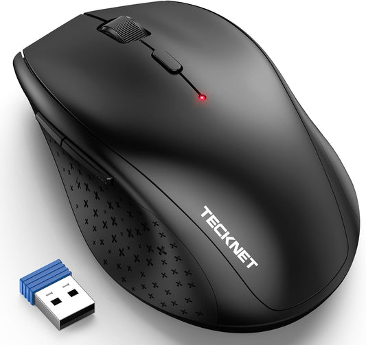 TECKNET 2.4G Wireless Mouse for Laptop, 4800 DPI Optical Computer Mice with 6 Adjustable Levels, 30 Months Long Battery Life Cordless Silent USB Mouse for Notebook, PC, Office Home Work