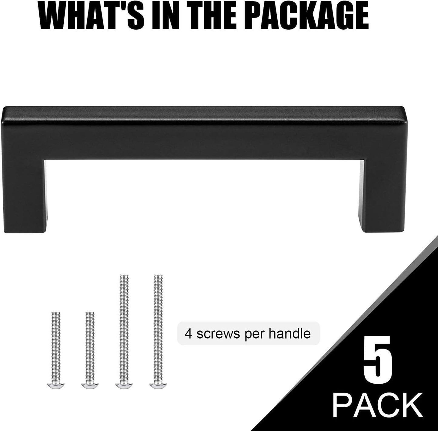 CZC HOME 10 Pack 114mm Cabinet Handles, Stainless Steel Square Shape Black New