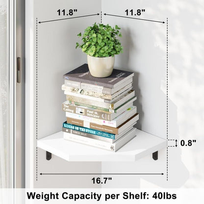 Alsonerbay - White Corner Wall Shelf, Set of 3, Space Saving, Lightweight, New