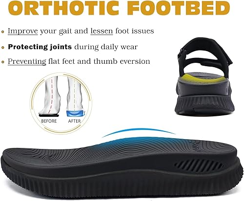 KuaiLu Womens Fashion Orthotic Slides Ladies Athletic Thick Cushion Recovery Sandals Adjustable Strap Slip On Walking Sandles With Comfortable Plantar Fasciitis Arch Support