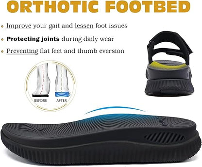 KuaiLu Womens Fashion Orthotic Slides Ladies Athletic Thick Cushion Recovery Sandals Adjustable Strap Slip On Walking Sandles With Comfortable Plantar Fasciitis Arch Support