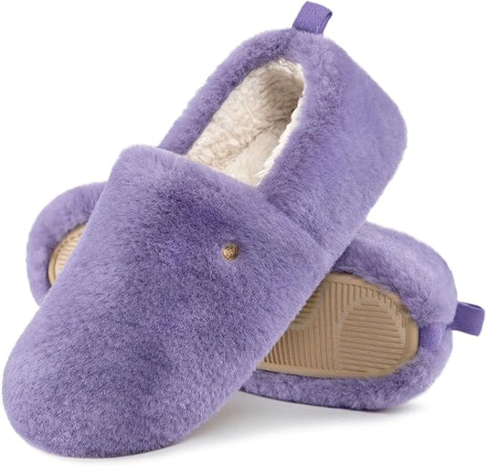 EverFoams Women's Closed-back Slippers Fuzzy Faux Wool Soft Lightweight Non-slip House Shoessize 5-6
