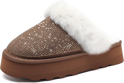 Waysoland Slippers Women,fluffy House Womens Memory Foam Ladies Slippers Non-Slip Faux Fur Comfy Winter House Shoes Indoor Outdoor