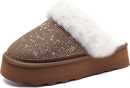 Waysoland Slippers Women,fluffy House Womens Memory Foam Ladies Slippers Non-Slip Faux Fur Comfy Winter House Shoes Indoor Outdoor