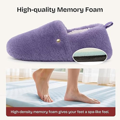 EverFoams Women's Closed-back Slippers Fuzzy Faux Wool Soft Lightweight Non-slip House Shoessize 5-6