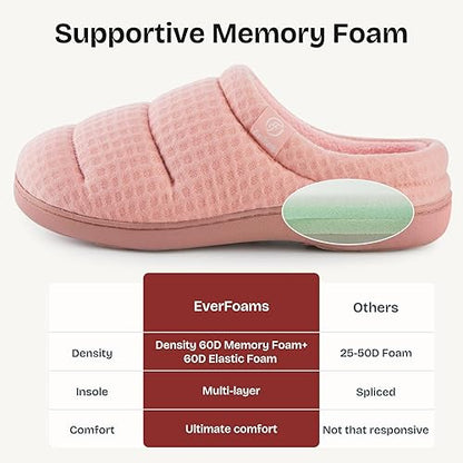 EverFoams Women's Cosy Waffle Slippers Soft Quilted Memory Foam Indoor House Shoes size 5-6