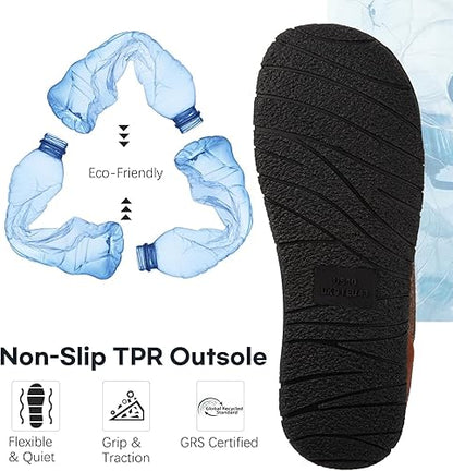 LongBay Men's Wool-Like Slippers Warm Memory Foam House Shoes with Soft Sherpa Lining for Indoor Outdoor