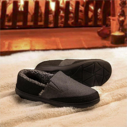 Zigzagger Men's  fuzzy microsuade moccasin Slippers Memory Foam Indoor outdoor 1226