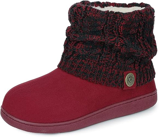FamilyFairy Women's Woolen Yarn Knit Bootie Slippers Cute Plush Fleece Memory Foam House Shoes 2247