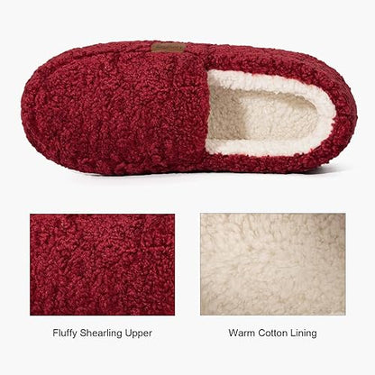 LongBay Women's Fuzzy Full Slippers Memory Foam Warm Winter House Shoes for Ladies Anti-Slip Indoor Rubber Sole