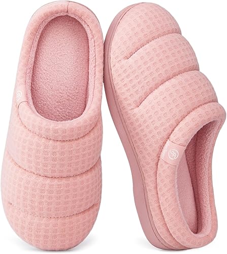EverFoams Women's Cosy Waffle Slippers Soft Quilted Memory Foam Indoor House Shoes size 5-6