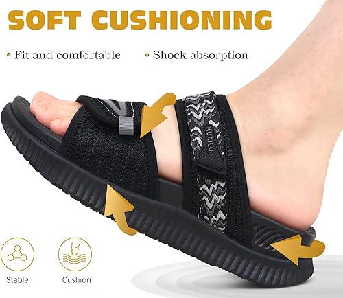 KuaiLu Womens Fashion Orthotic Slides Ladies Athletic Thick Cushion Recovery Sandals Adjustable Strap Slip On Walking Sandles With Comfortable Plantar Fasciitis Arch Support