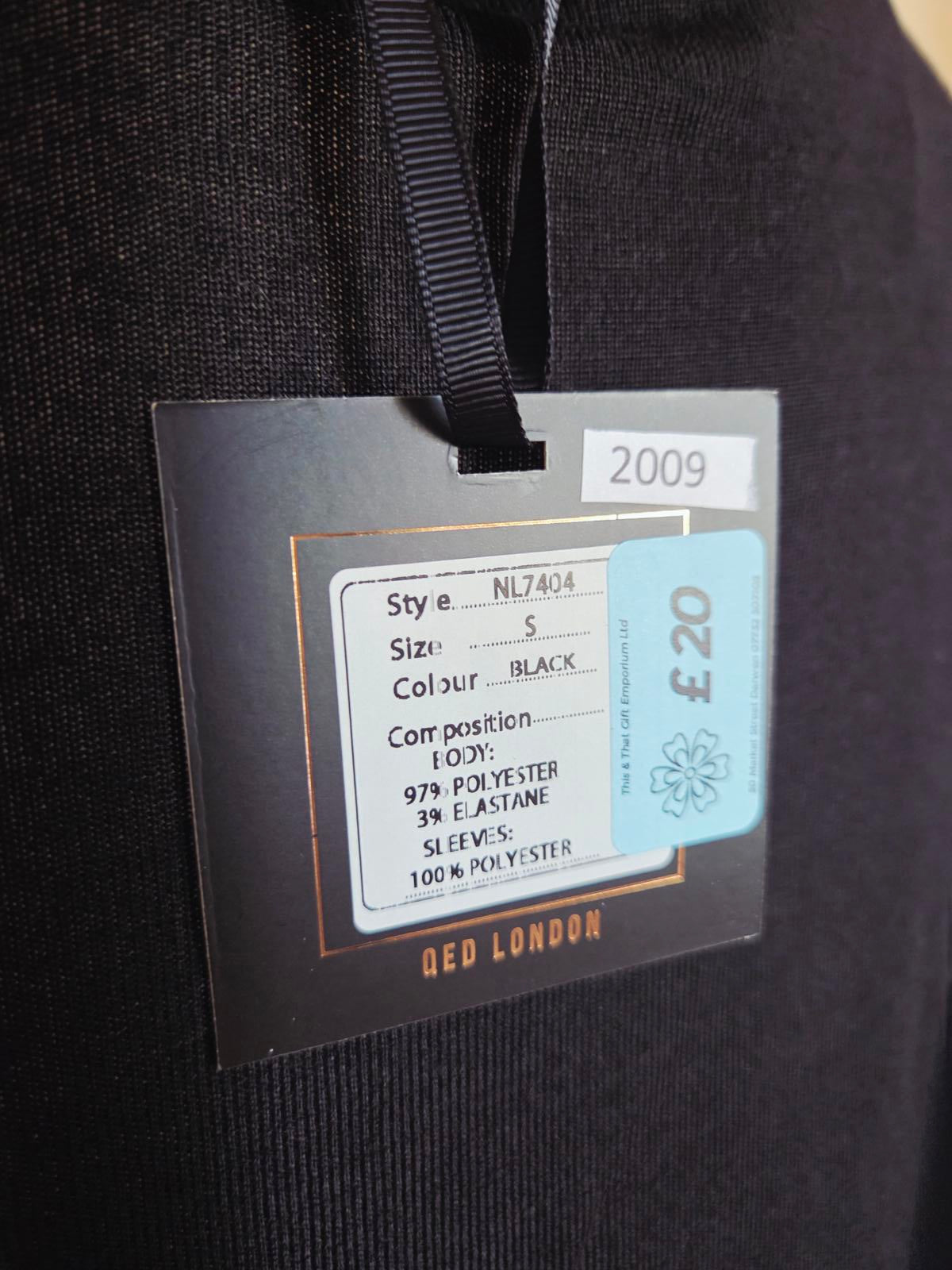 Size S Black Long Sleeve top with lace patterned sleeves 2009 1238