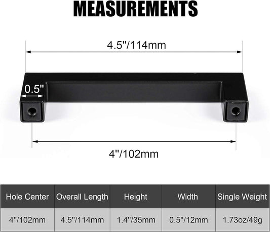 CZC HOME 10 Pack 114mm Cabinet Handles, Stainless Steel Square Shape Black New