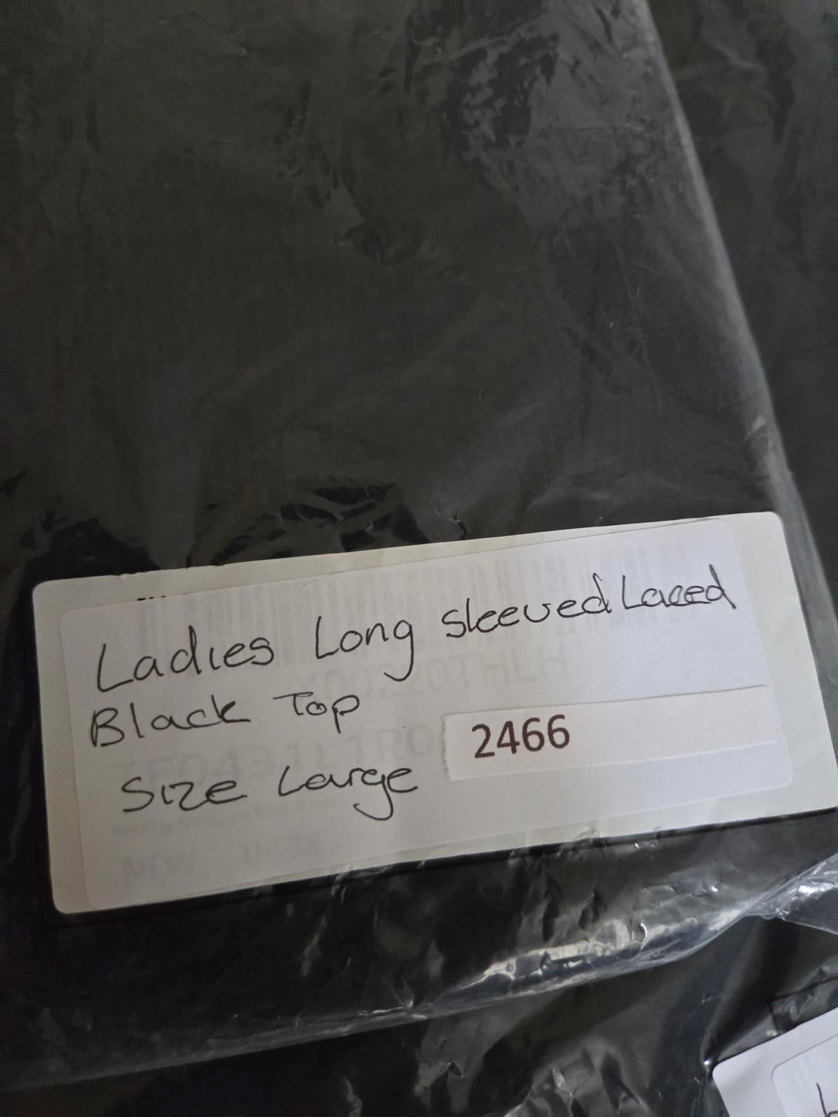 Ladies Long Sleeved Laced Black Top 2466