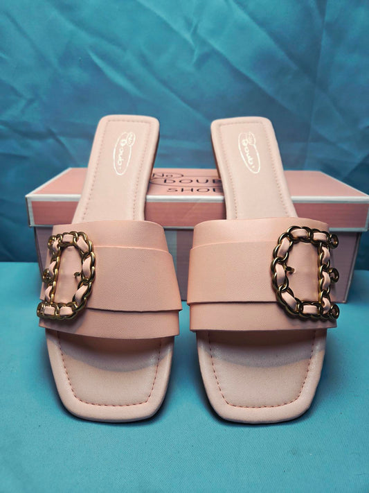 Woman's size 7 pink Open Toe Flats 2214
