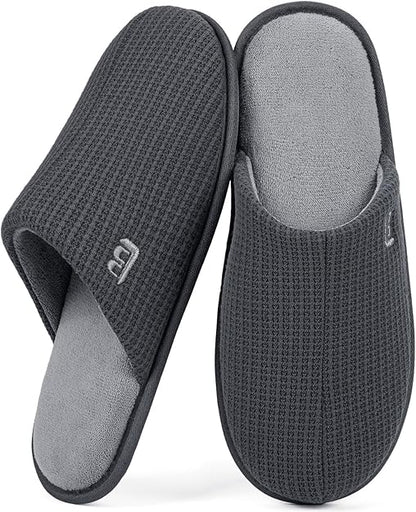 LongBay Men's Two-Tone Slippers Cozy Memory Foam House Shoes size 6-7