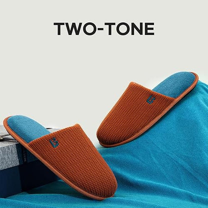 LongBay Men's Two-Tone Slippers Cozy Memory Foam House Shoes size 9