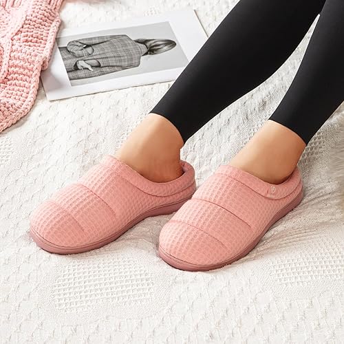 EverFoams Women's Cosy Waffle Slippers Soft Quilted Memory Foam Indoor House Shoes size 5-6