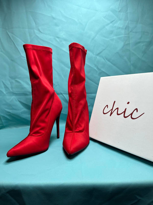 Woman's size 4 Red lycra boots 1267