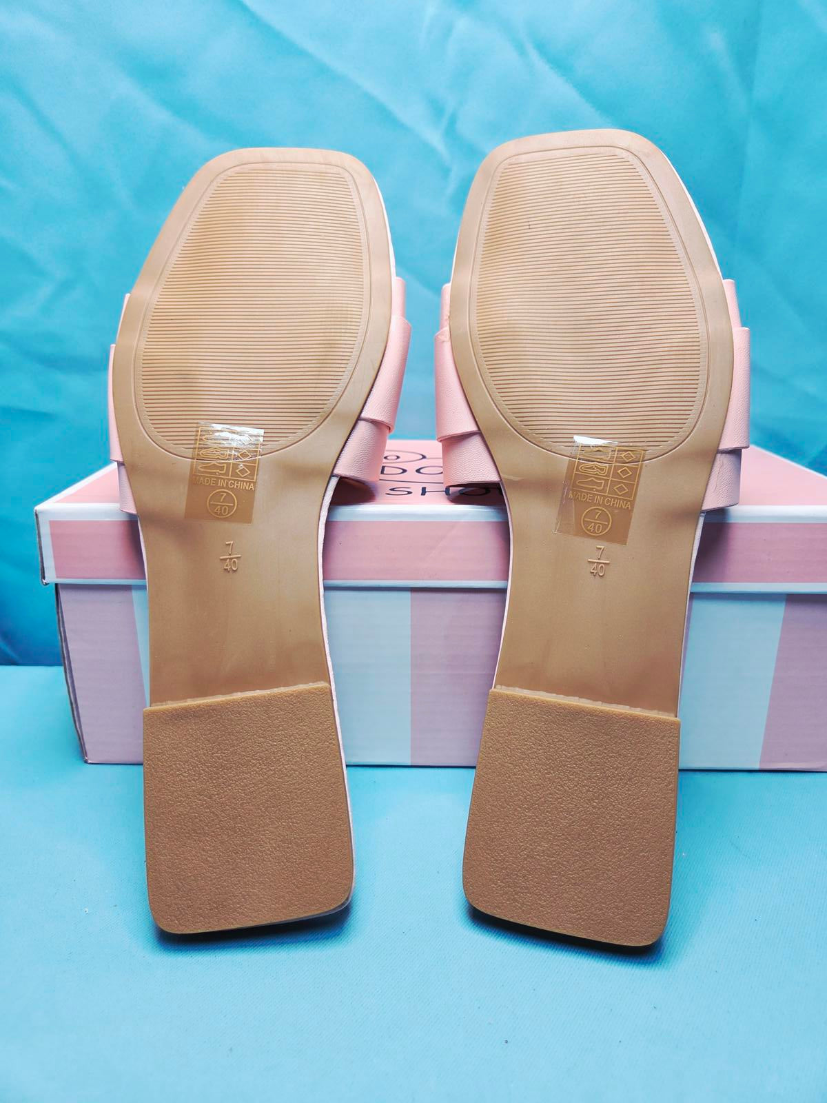 Woman's size 7 pink Open Toe Flats 2214