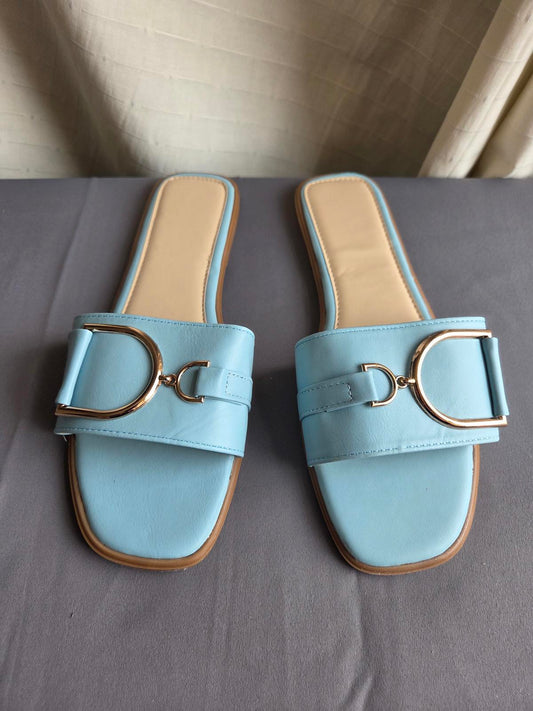 Woman's size 8 Light Blue Open Toe Flats 2143