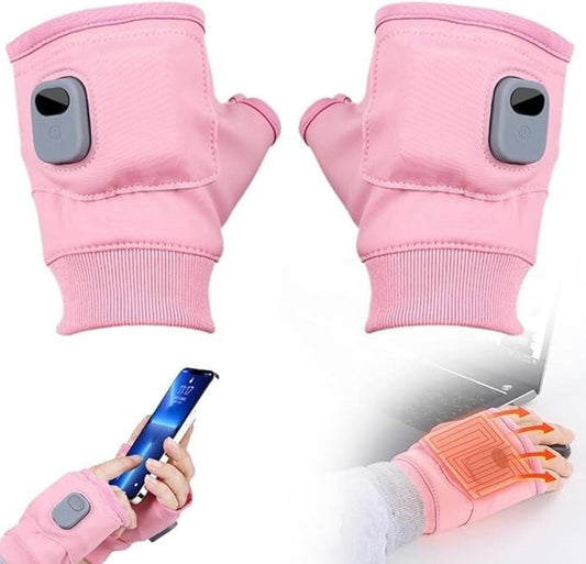Portable Heated  Gloves Digital Display Smart Thermostatic Rechargeable PINK
