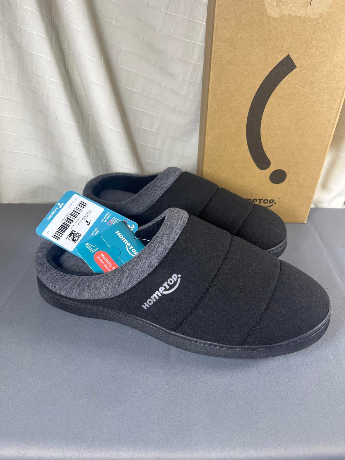HomeTop Men's Quilted Slippers Cosy Soft Non-Slip De Velvet Memory Foam House Shoes Size 8-9