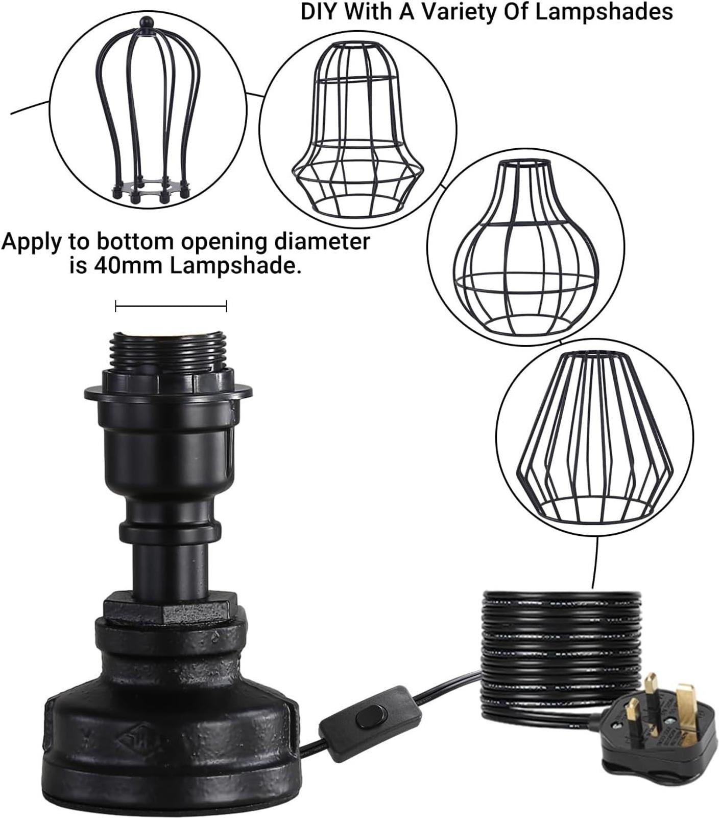 Kaj Hejmo Vintage Table Lamp with Lampshade Light Bulb E27 Bedside Table Lamp