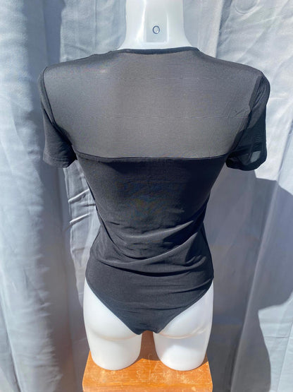short sleeved body suit fishnet top 1185