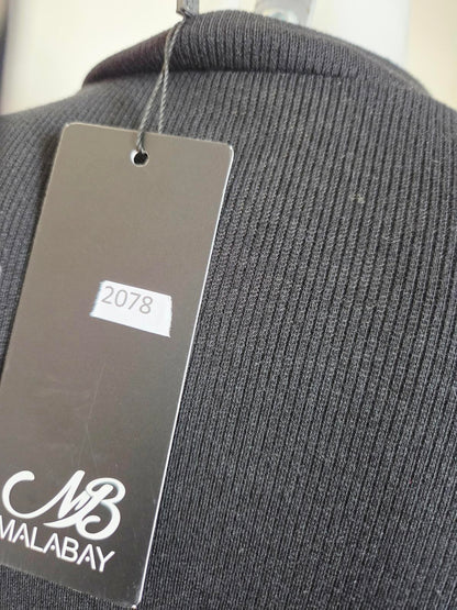 Size L Black Long Sleeve dress with lace patterned sleeves 2078