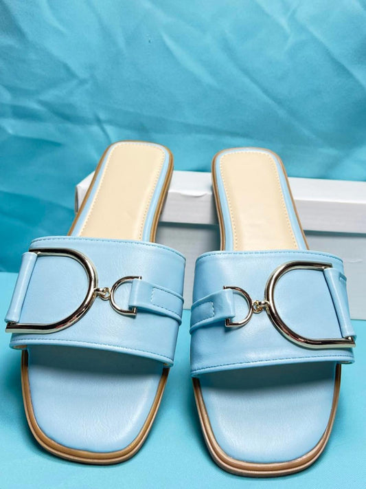 Woman's size 5 Light Blue Open toe Flats 1316