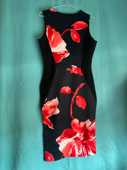 Black red flower dress size 12 1229