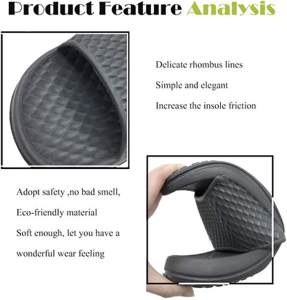 HEVA Shower Slippers Slide Sandals Mens Open Toe Bathroom Beach Indoor House Shoes