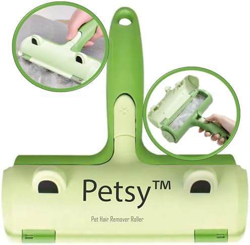 Pet Hair Remover Roller Helps EASILY remove Cat Dog Hair from Carpet, Sofa, Furniture, Bedding, Stairs, Cat Hair Remover, Dog Hair Remover REUSABLE, Roll-Collect-Dispose system ALL IN ONE