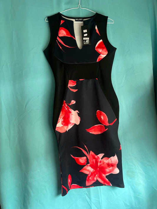 Black red flower dress size 12 1229