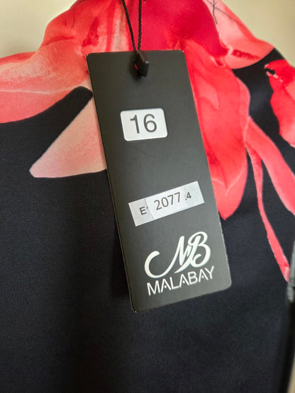 Size 16 Black and red stretchy material dress 2077