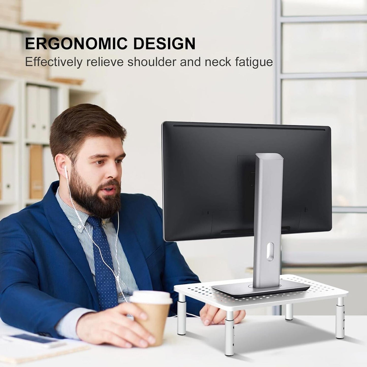 Bracwiser Monitor Stand Riser, Metal Computer Stand, 3 Height Large Universal