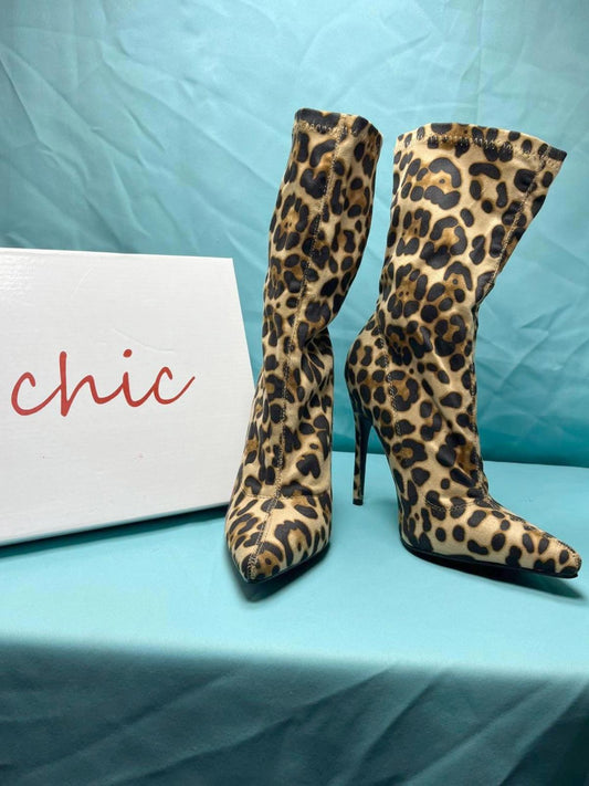 Woman's size 7 leopard print lycra boots 2004
