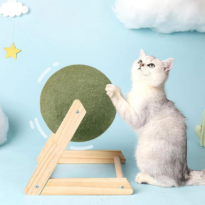 Giant Large Cat Scratching Ball Catnip Ball with Wood Stand Cat Toy for Kitty