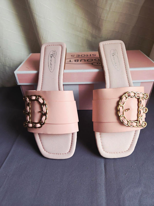 Woman's size 3 pink Open Toe Flats 2252