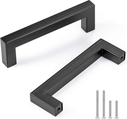 CZC HOME 10 Pack 114mm Cabinet Handles, Stainless Steel Square Shape Black New