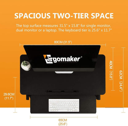 ERGOMAKER Height Adjustable Standing Desk Converter - 81cm (32 Inch)