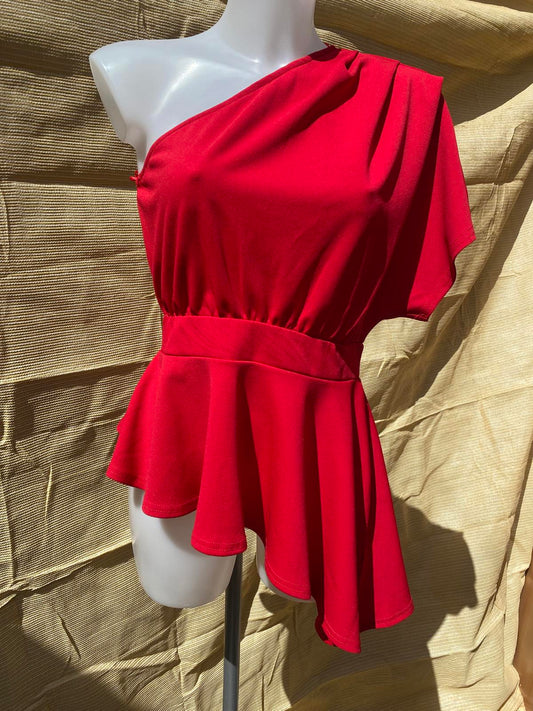 Lovely of the shoulder asymmetrical top 1212