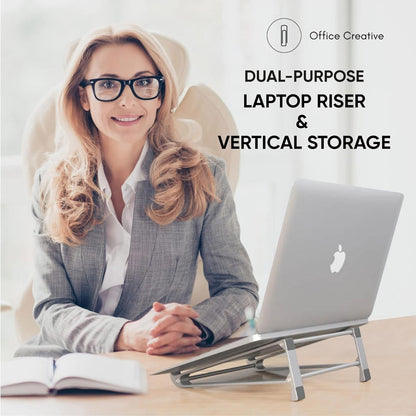 2 In 1 Laptop stand Riser Vertical Storage Aluminium and Ergonomically Designed
