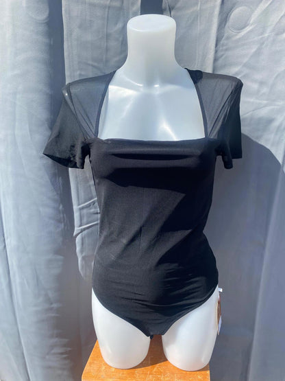 short sleeved body suit fishnet top 1185