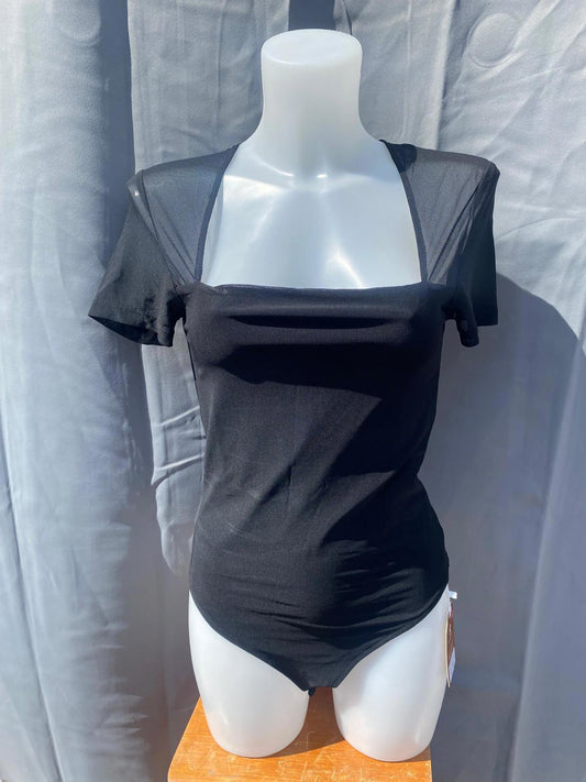 short sleeved body suit fishnet top 1185