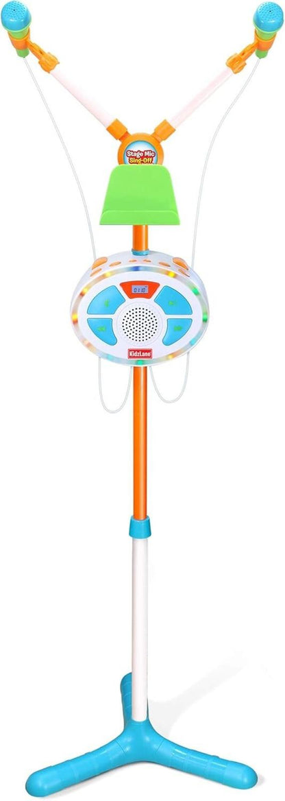 Kids Karaoke Machine Music Player +Two Mics Bluetooth LED Lights Sound Effects