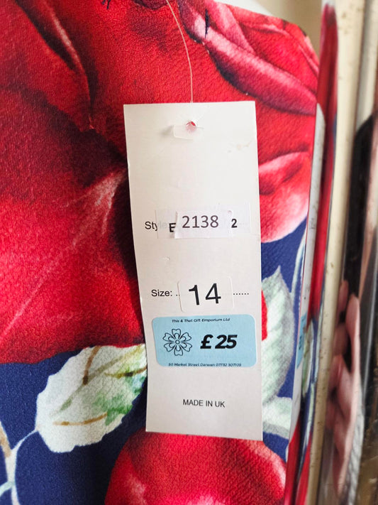 fit and flare dress or a skater dress size 14 Navy Blue and red 2138